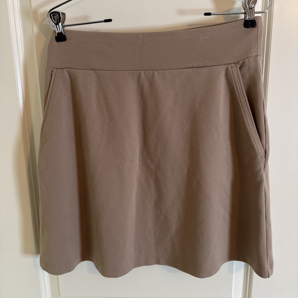 Fishers Finery Khaki Ponte Knit A Line Skirt Sz Large With‎ Pockets Workwear